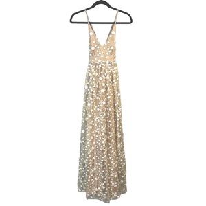 Altar’d State Caledonia Formal Dress Glistening Gold Detail